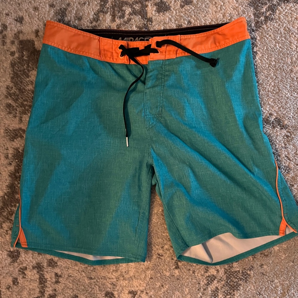 Teal and Orange Swim Board Shorts